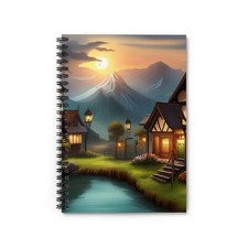 Village in the evening Spiral Notebook - Ruled Line