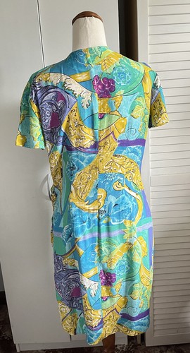 HANDWRITING Vintage Multicoloured Short Sleeve Wrap Dress Sz 10 - Picture 3 of 8