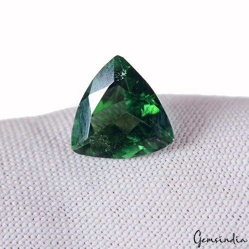 7x3mm Natural Gemstone Tourmaline Neon Green Trillion Cut Certified Mozambique - Picture 7 of 9