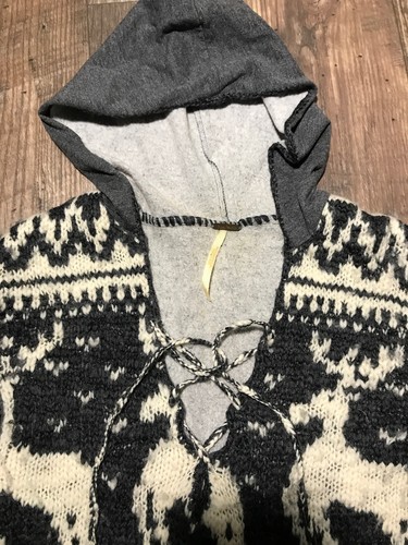 used Free People Anthropologie Reindeer Animal Print Sweater Top Sz Xs-S Grey | eBay