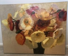 NOVEMBER POPPIES OIL PAINTING BY SHIRLEY NOVAK UNFRAMED EXCELLENT CONDITION