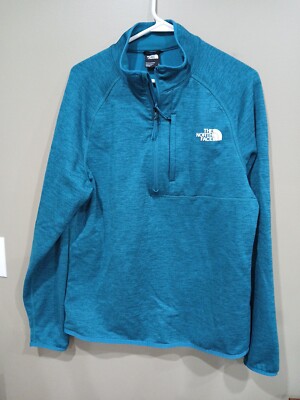 Men's North Face 1/4 Zip Green Pullover  Classic Quality Medium Everyday Wear 