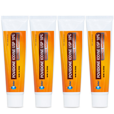 Globe Povidone Iodine 10% First Aid Ointment 1 Oz for Cuts Scrapes Burn (4 pack)