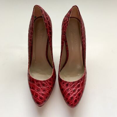 Talbots PADMA3 Croc Embossed Wine Platform Heels Size 6