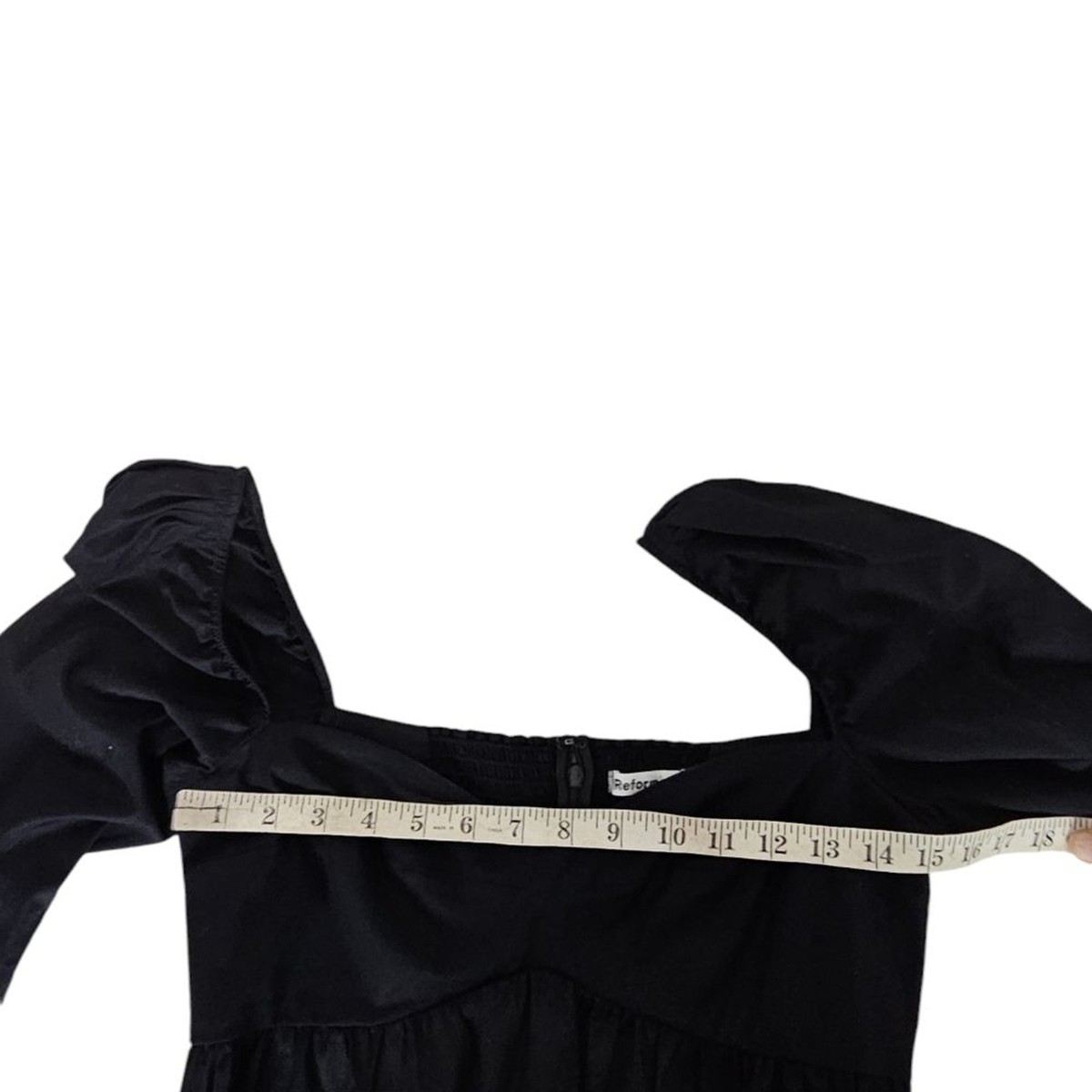 Reformation Kenzi Black Mini Dress Puff Sleeve Cotton Size 8 Reformation Kenzi Black Mini Dress Puff Sleeve Cotton Size 8