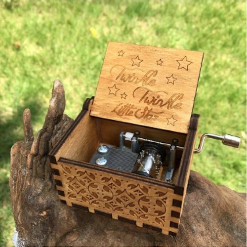 Retro Wooden Music Box Antique Hand Crank Engraved Toys Kids Birthday Gift Xmas - Picture 16 of 35