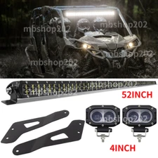 Roof 52" LED Light Bar Mount Bracket + 4'' pods Fit 17+ Can-Am Maverick Max X3