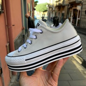 converse pelle grigie