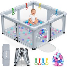 OCATO Baby Playpen: Foldable Playpen for Babies and 50" 50", Light Grey