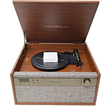 NEW Victrola Century Signature 6-in-1 Bluetooth Music Center - Walnut SEE NOTES
