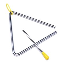 6 Inch Musical Steel Triangle Percussion Instrument With 6 Inch, Yellow