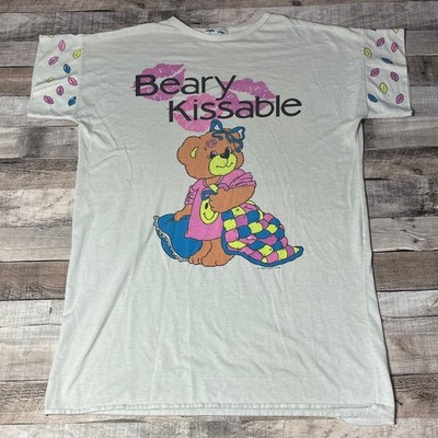 Beary Kissable Shirt Adult One Size Fits Most Vintage 80s Sleepwear Sleep Tee