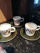 Vintage 1970 Royal Worcester Palissy Contessa Cups & Saucers 3pairs VGC