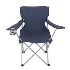 Ozark Trail Basic Quad Folding Camp Chair with Cup Holder, Dark Blue, Adult NEW