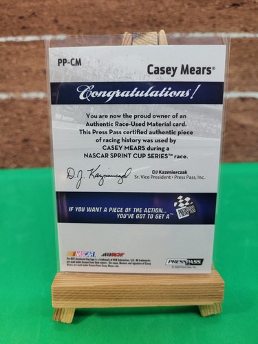 2009 Press Pass PIECES Race Used Material Casey Mears # PP-CM Nascar Sprint Cup - Picture 2 of 2