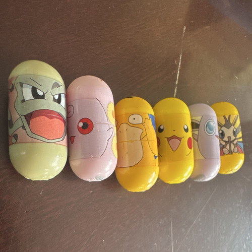 Pokemon Mighty Beanz Lot of 6 2004 Pikachu Psyduck Geodude Wigglytuff Igglybuff
