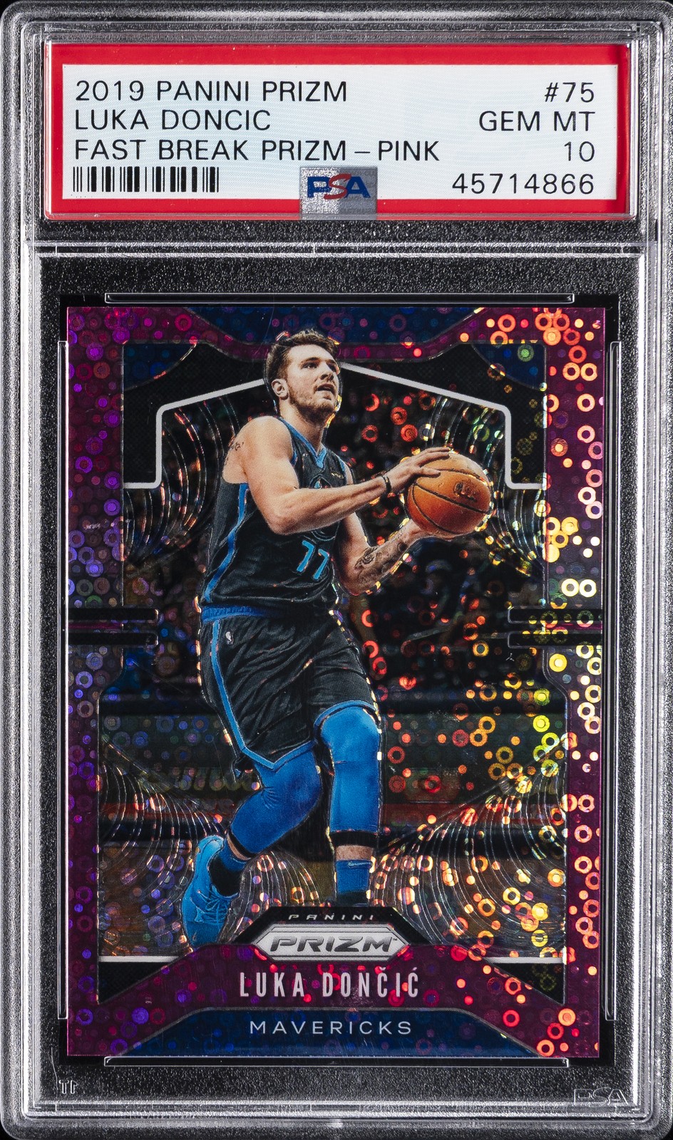 2019 PANINI PRIZM FAST BREAK PRIZM-PINK #75 LUKA DONCIC #/50 PSA 10