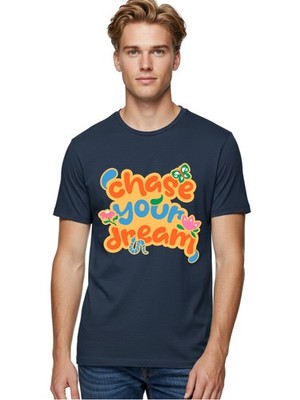 Chase-Your-Dream Mens Graphic Tee,100% Cotton,Casual Summer Wear