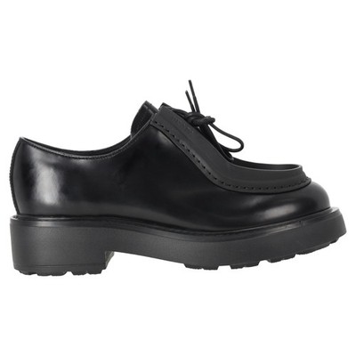 Prada Diapason Brushed Black Leather Slip On Male Black 38