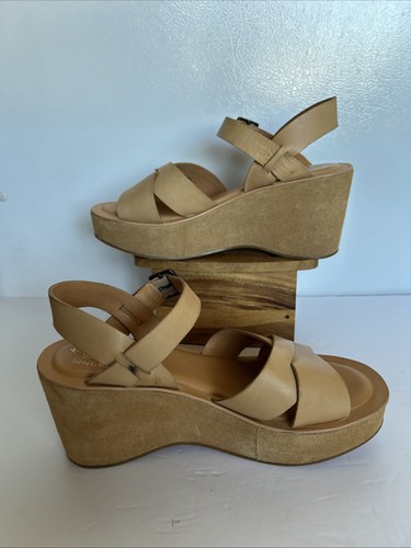 KORK-EASE-Ava Leather Sandal Size 9 Suede Wedge Heel Platform Nude Buckle Shoes - Picture 13 of 16