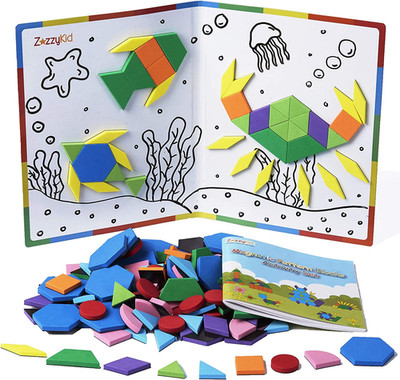 Kids Magnetic Pattern Blocks 216 PCS Geometric Shapes Tangram STEM Puzzle Set