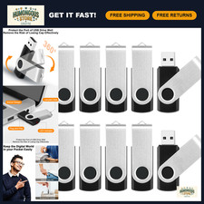 8GB USB Flash Drive 10 Pack - Bulk Thumb Drives for Data Storage & Backup, Swive