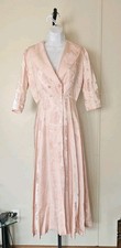 NXT to NEW Sz:Med. 1950's Pink Rose FLORAL Satin/Lined Housecoat/Robe 28"B/54"L