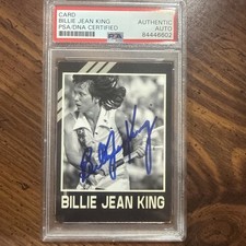 Billie Jean King Signed Tennis Custom Card. Tennis Legebd PSA Autographed Auto