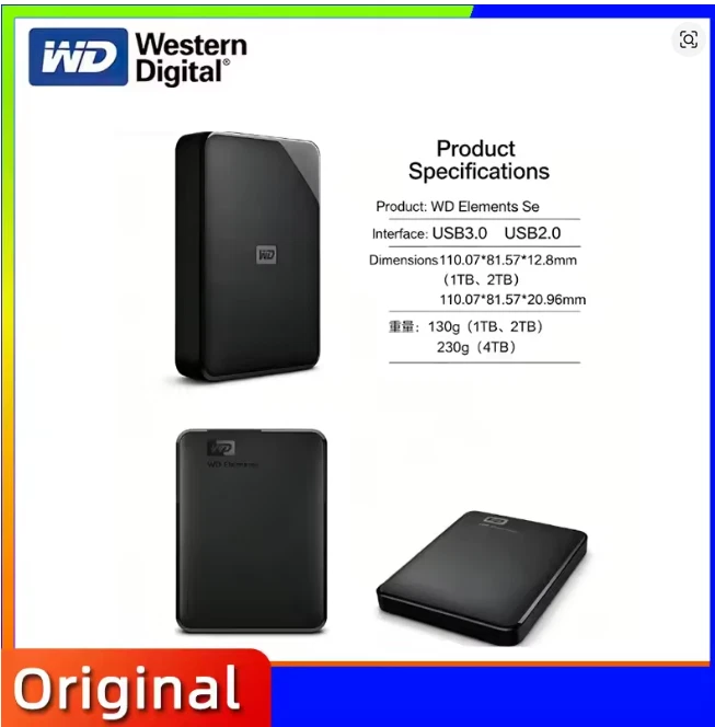 Western Digital Elements SE 2 TB,External,5400 RPM,2.5 inch (WDBEPK0020BBK-WESN)