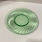 VTG Hocking Uranium Glass 6” Spiral Green Depression Plate