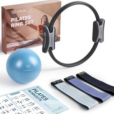 LIONSCOOL Pilates Ring Set Black - 14 Pilates Ring, 9 Pilates Mini Ball and T...