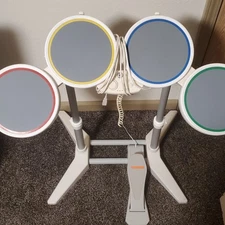Nintendo Wii Rock Band Drum Kit With Base Harmonix Wired Set Tested Works