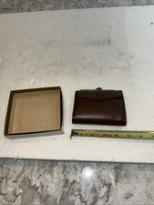 New 60s St Thomas Cowhide Leather Wallet Coin Purse Kiss Lock Brown New