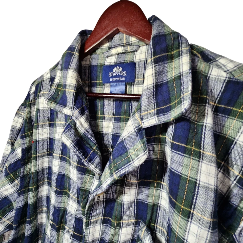 Conjunto de pijama de franela XL Stafford para hombre azul verde a cuadros ropa de dormir pijamas de Navidad Foto 2 de 4