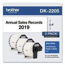 Boardwalk DK22053PK 2.4" x 100 ft. Cont Paper Label Tape - WHT (3/Pack) New