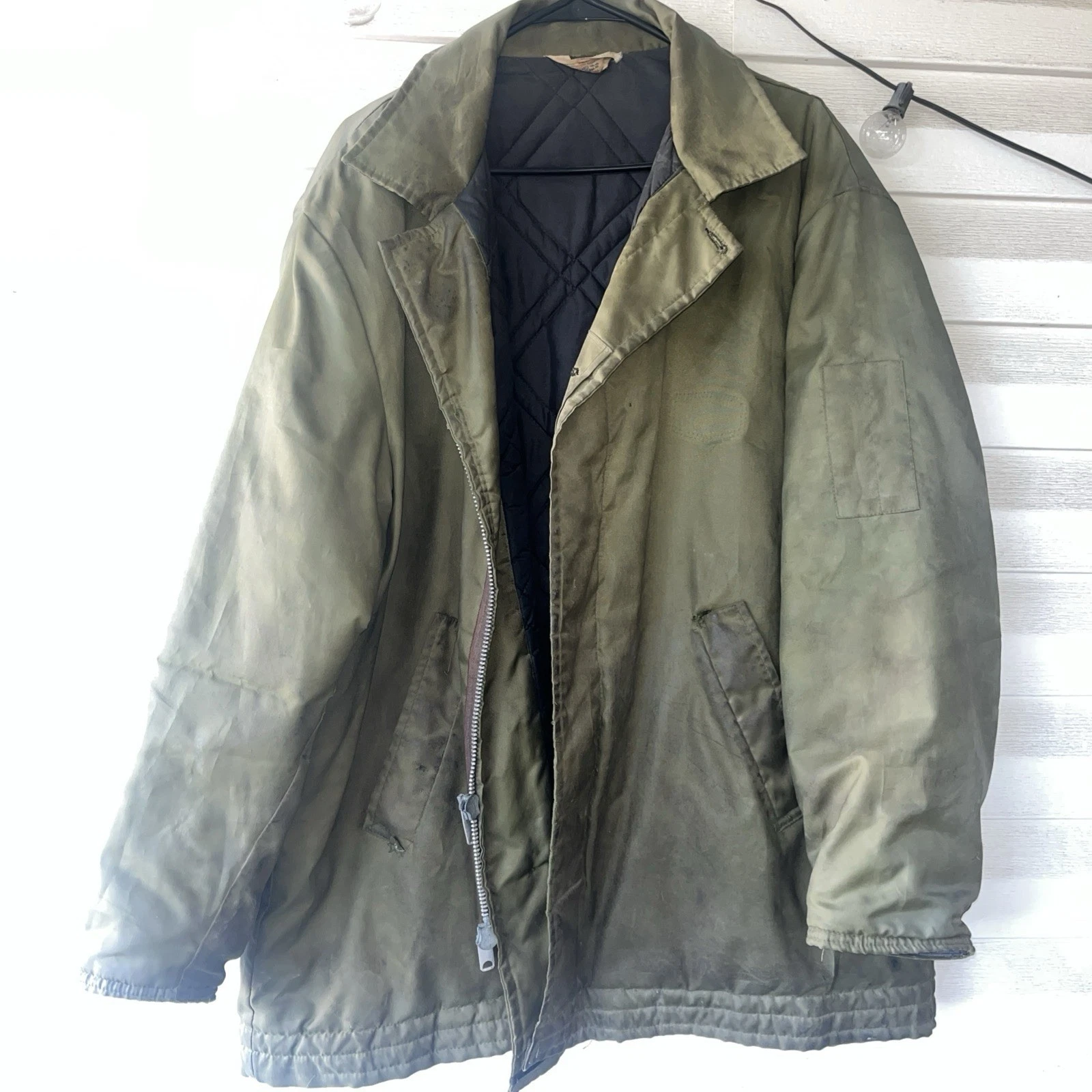 Vintage 1970s Unitog Polar Coat Parka Insulated Jacket Hooded Mens XL Green