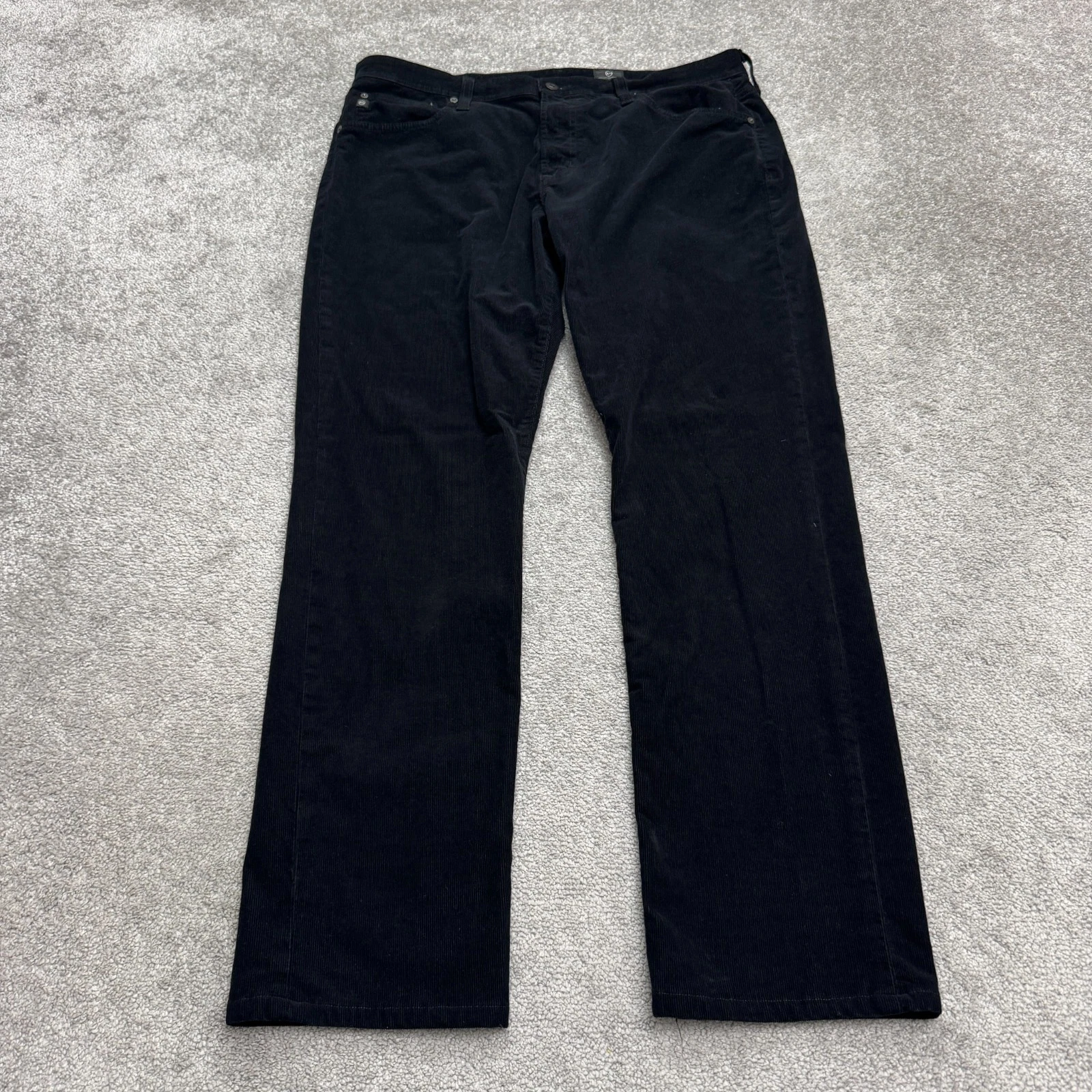 AG Adriano Goldsmied Slim Straight Leg Corduroy Pants Mens 36x34 Black Cotton