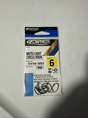 Owner 5114-051 Mutu Light Circle Hook Offset Hangnail Point Blk Chr Size 6 10Ct
