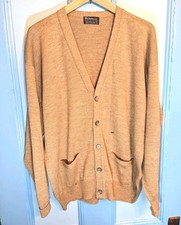 Vintage Burberry Merino Wool Cardigan Sweater XL Beige Brown