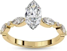 Marquise Lab-Created Diamond Solitaire Proposal Ring 3ct EFG/VS 14K Yellow Gold