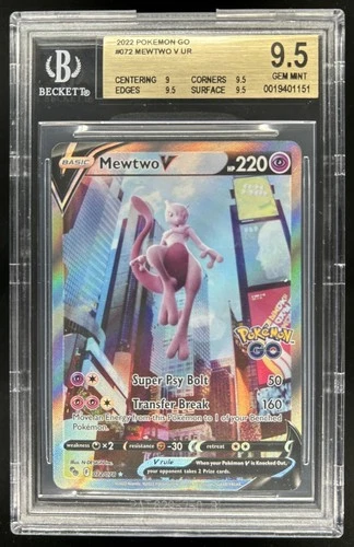 2022 Pokemon SWSH Pokemon GO Mewtwo V #072/078 BGS 9.5