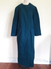 Vintagelong Wool Knitted Coat- Greens- Sz L- Unique- Branigan Weavers- Ireland!