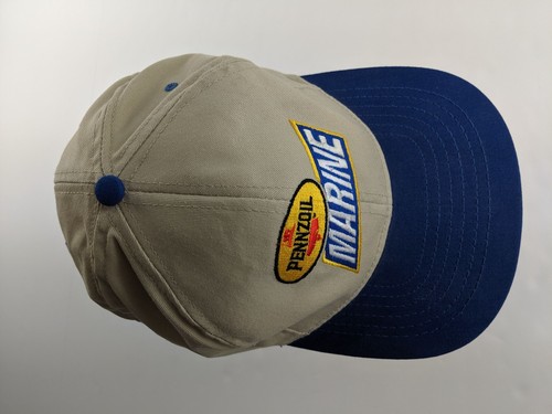 De colección Pennzoil Marine Swingster EE. UU. Sombrero Azul Marino Beige Snapback Gorra Clásica - Imagen 7 de 9