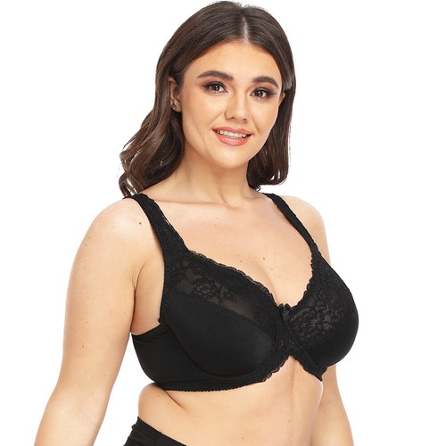 Women's Lace Sheer Unlined Underwire Full Coverage Plus Size Minimizer Bra - Picture 8 of 36