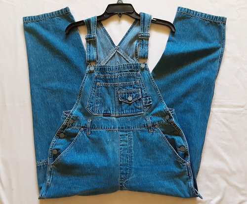 VTG Denim Bib Overalls 90's Squeeze SQZ Size Women's Small Full Length Y2K