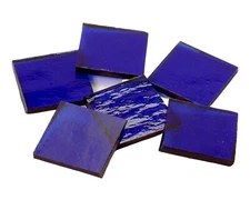 125 Cobalt Blue Cathedral RR 1" Square Glass Mosaic Tile Shapes | 96 coe