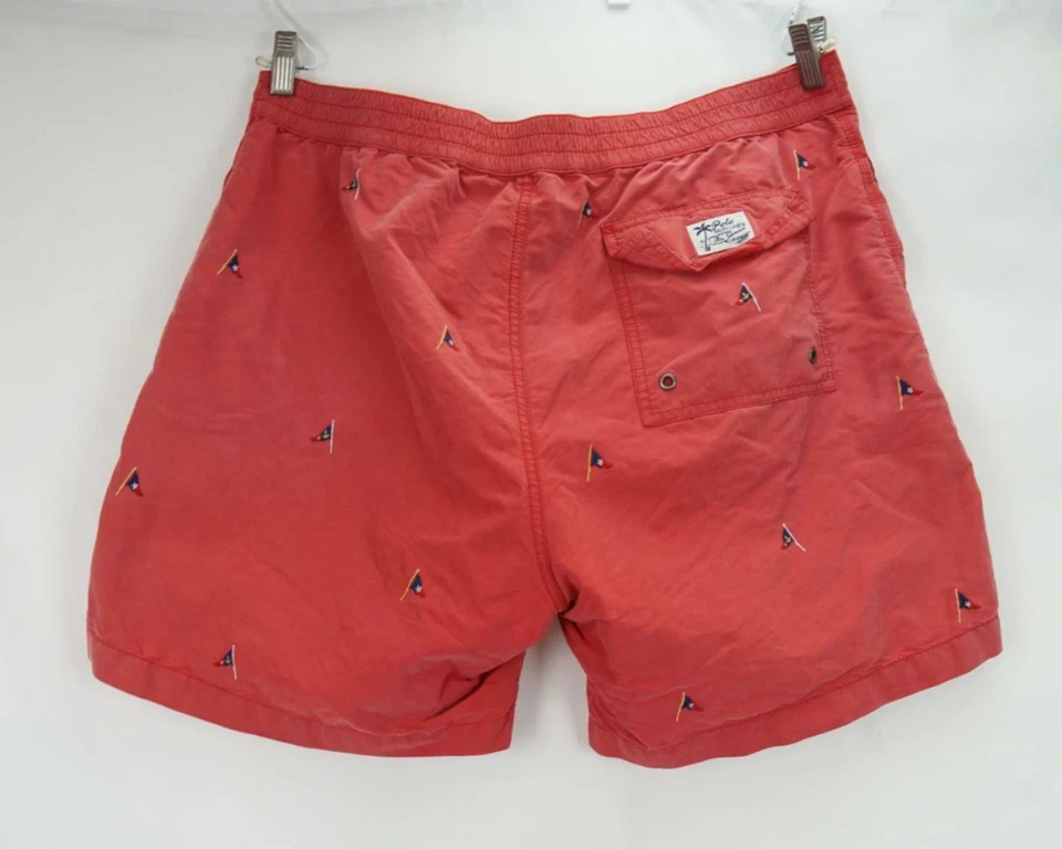 De Colección Polo Ralph Lauren Allover Bordado Bandera Traje de Baño Bañador Rosa/Rojo Para Hombre XL Foto 2 de 4