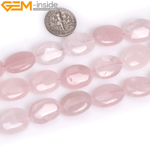 Natural Pink Rose Quartz Gemstone Beads For Jewelry Making Strand 15" Oval - Picture 4 of 8