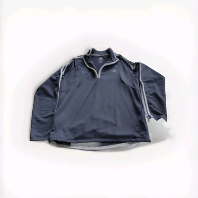 ADIDAS FULL ZIP UP JACKET RN 88387 CA 40312 BLUE GRAY LARGE HOODED