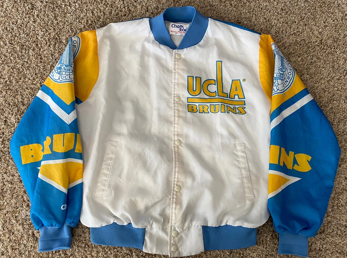 Vintage 80s UCLA Bruins Chalk Line Fanimation Jacket USA Made Size Large